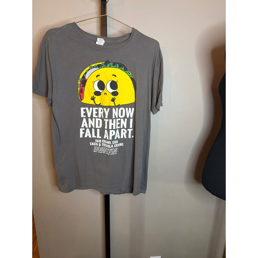 Gildan Hornitos Taco Tequila Bar Crawl USA Graphic T-Shirt Gray Mens Large